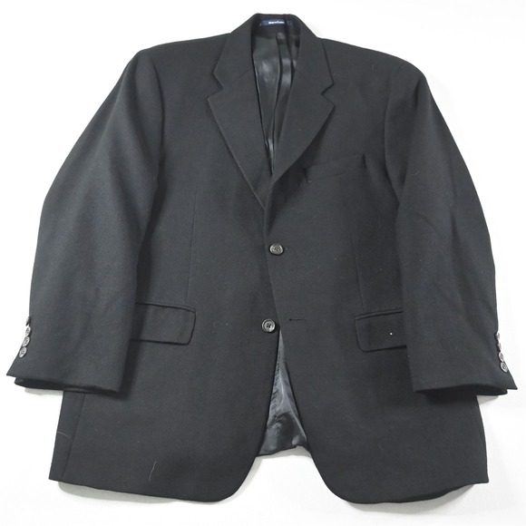 Vtg Y2K Ralph Lauren 42R Black Wool Cashmere Mens Blazer Suit Jacket Sport Coat